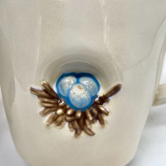 Pottery Barn 1 Ceramic Bird Nest Mug - Cream and Blue - Picture 3 of 10